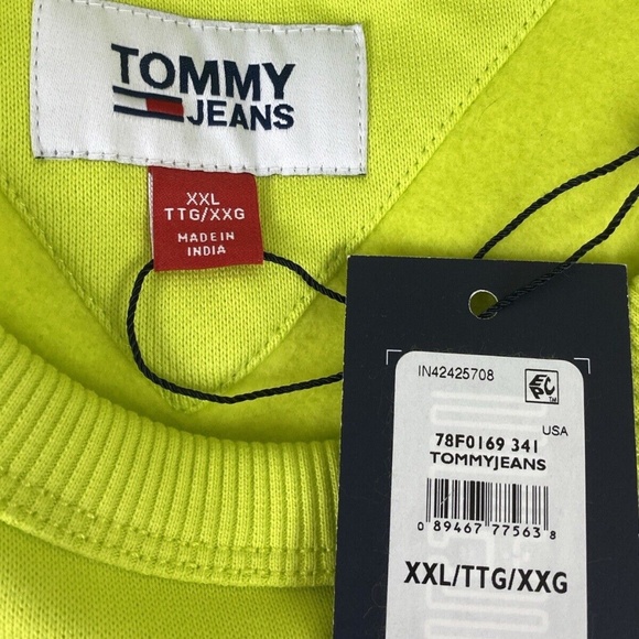 Tommy Jeans Men's Lucca Logo Sweatshirt Neo Lime - Picture 6 of 9